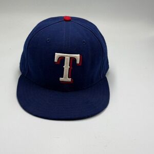 New Era Texas Rangers MLB‎ Baseball Cap Fitted Hat 59FIFTY Navy 7 5/8